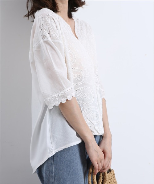 MAISON DE THERESE(メゾン ド テレーズ)の「レース刺繍ブラウス(シャツ/ブラウス・レディース・ホワイト・L/M/XL/S)」の7枚目の写真