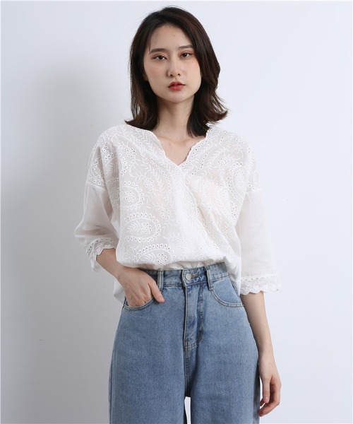 セール】レース刺繍ブラウス（シャツ/ブラウス）｜MAISON DE