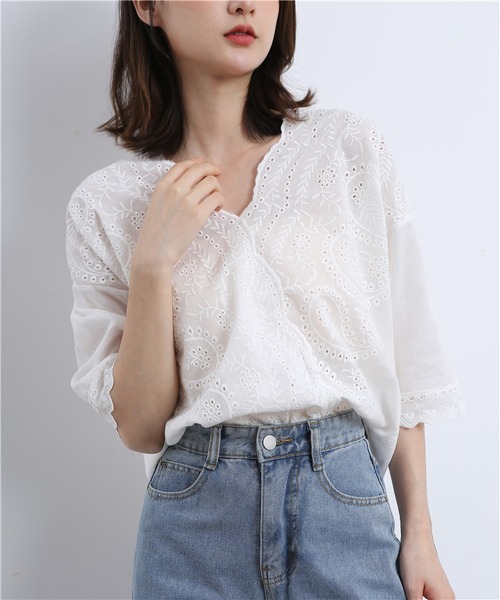 セール】レース刺繍ブラウス（シャツ/ブラウス）｜MAISON DE