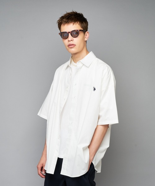 U.S. POLO ASSN.（ユーエスポロアッスン）の「【U.S. POLO ASSN. /ユーエスポロアッスン】別注ワンポイント刺繍ロゴビッグシルエットシャツ/WEB限定（シャツ/ブラウス・メンズ・ホワイト/ベージュ/オレンジ/インディゴブルー/ライトインディゴブルー/グレー・MEDIUM/LARGE/X-LARGE）」の8枚目の写真
