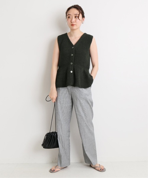 IENA（イエナ）の「コットン麻チェックパンツ◆（スラックス・レディース・ブラック・36/34/38）」の2枚目の写真