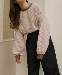 くすみ色ボーダースウェット