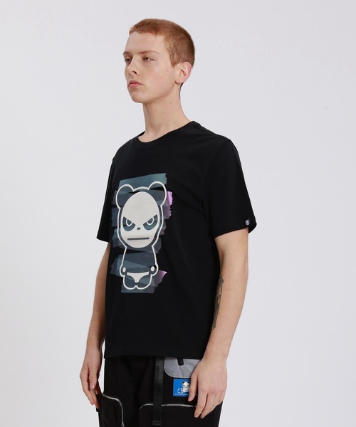 HIPANDA(ハイパンダ)の「HIPANDA ハイパンダ メンズ オーロラカラー絆創膏 ビッグプリント 半袖Tシャツ(Tシャツ/カットソー・メンズ・ブラック/ホワイト/アーミー・LARGE/MEDIUM/SMALL/X-LARGE/XX-LARGE)」の6枚目の写真