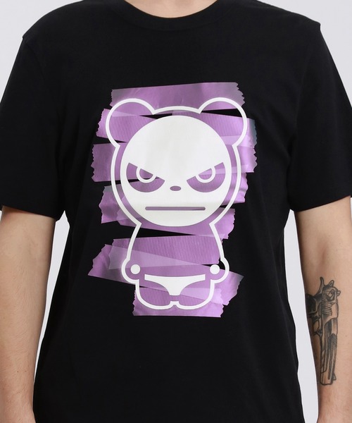 HIPANDA(ハイパンダ)の「HIPANDA ハイパンダ メンズ オーロラカラー絆創膏 ビッグプリント 半袖Tシャツ(Tシャツ/カットソー・メンズ・ブラック/ホワイト/アーミー・LARGE/MEDIUM/SMALL/X-LARGE/XX-LARGE)」の4枚目の写真