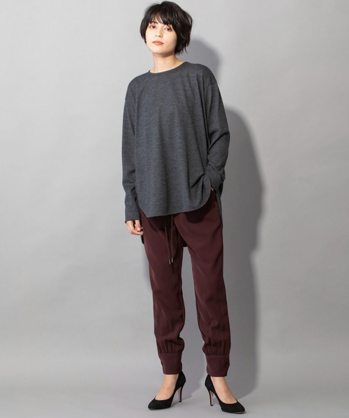 Munich（ミューニック）の「ストレッチダイアゴナル　カフヘムパンツ（その他パンツ・レディース・ブラック/カーキ/ボルドー/ダークベージュ・S/M/XS）」の6枚目の写真