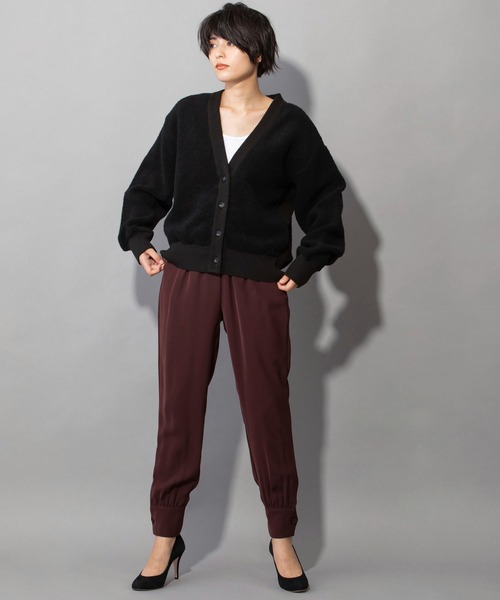 Munich（ミューニック）の「ストレッチダイアゴナル　カフヘムパンツ（その他パンツ・レディース・ブラック/カーキ/ボルドー/ダークベージュ・S/M/XS）」の5枚目の写真