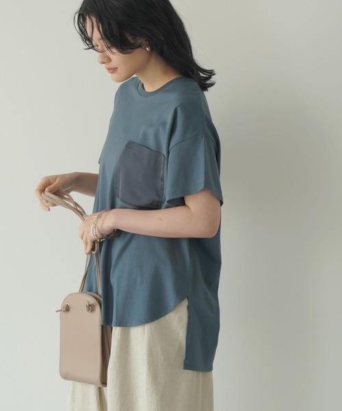 AMERICAN HOLIC（アメリカンホリック）の「異素材ポケットカットプルオーバー（Tシャツ/カットソー・レディース・ブラック/オフホワイト/ブルー・L/M）」の3枚目の写真