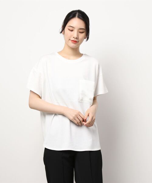 AMERICAN HOLIC（アメリカンホリック）の「異素材ポケットカットプルオーバー（Tシャツ/カットソー・レディース・ブラック/オフホワイト/ブルー・L/M）」の5枚目の写真