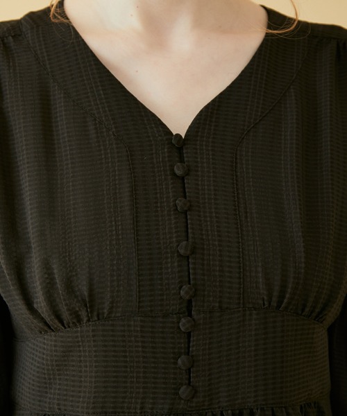 MADEMOISELLE ROPE'（マドモアゼル ロペ）の「キャンディースリーブフロントボタンロングワンピース（ワンピース・レディース・ブラック/ブラウン系その他2・38）」の13枚目の写真