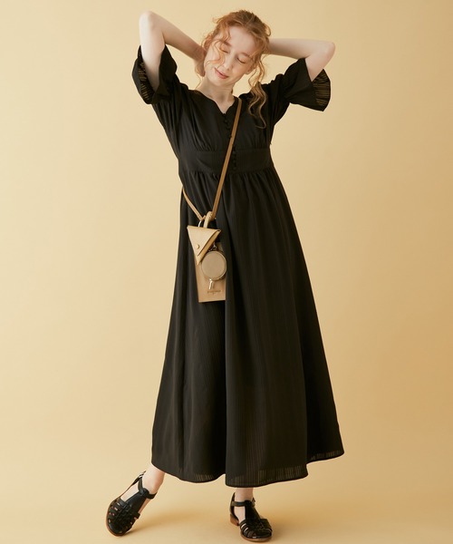 MADEMOISELLE ROPE'（マドモアゼル ロペ）の「キャンディースリーブフロントボタンロングワンピース（ワンピース・レディース・ブラック/ブラウン系その他2・38）」の19枚目の写真