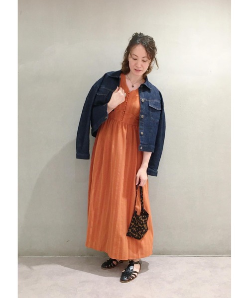 MADEMOISELLE ROPE'（マドモアゼル ロペ）の「キャンディースリーブフロントボタンロングワンピース（ワンピース・レディース・ブラック/ブラウン系その他2・38）」の22枚目の写真