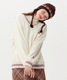 A'GEM/9 × .kom『KIRSH/キルシー』V-NECK SMALL CHERRYSWEATSHIRT/V-NECK SMALL CHERRYSWEATSHIRT/Vネック スモールチェリー スウェットシャツトレーナー