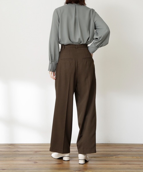 N.（N. Natural Beauty Basic）（エヌエヌナチュラルビューティーベーシック）の「【S Size Line】◆イージーケアベルト付ワイドパンツ（その他パンツ・レディース・ブラウン/チェック/ブルー・SMALL/MEDIUM）」の9枚目の写真