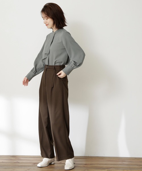 N.（N. Natural Beauty Basic）（エヌエヌナチュラルビューティーベーシック）の「【S Size Line】◆イージーケアベルト付ワイドパンツ（その他パンツ・レディース・ブラウン/チェック/ブルー・SMALL/MEDIUM）」の10枚目の写真