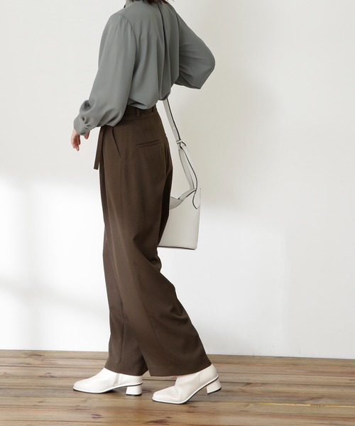 N.（N. Natural Beauty Basic）（エヌエヌナチュラルビューティーベーシック）の「【S Size Line】◆イージーケアベルト付ワイドパンツ（その他パンツ・レディース・ブラウン/チェック/ブルー・SMALL/MEDIUM）」の14枚目の写真