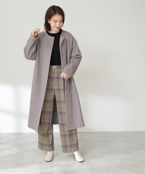 N.（N. Natural Beauty Basic）（エヌエヌナチュラルビューティーベーシック）の「【S Size Line】◆イージーケアベルト付ワイドパンツ（その他パンツ・レディース・ブラウン/チェック/ブルー・SMALL/MEDIUM）」の12枚目の写真