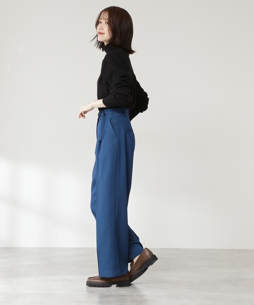 N.（N. Natural Beauty Basic）（エヌエヌナチュラルビューティーベーシック）の「【S Size Line】◆イージーケアベルト付ワイドパンツ（その他パンツ・レディース・ブラウン/チェック/ブルー・SMALL/MEDIUM）」の18枚目の写真
