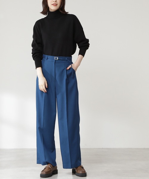 N.（N. Natural Beauty Basic）（エヌエヌナチュラルビューティーベーシック）の「【S Size Line】◆イージーケアベルト付ワイドパンツ（その他パンツ・レディース・ブラウン/チェック/ブルー・SMALL/MEDIUM）」の15枚目の写真