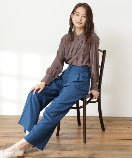 N.（N. Natural Beauty Basic）（エヌエヌナチュラルビューティーベーシック）の「【S Size Line】◆イージーケアベルト付ワイドパンツ（その他パンツ・レディース・ブラウン/チェック/ブルー・SMALL/MEDIUM）」の22枚目の写真