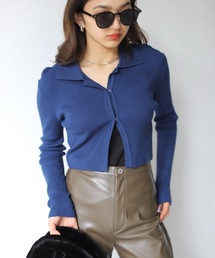 SHAGGIE | フロントスナップ襟付きリブトップス(Tシャツ/カットソー)