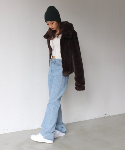 SHAGGIE(シャギー)の「フロントスナップ襟付きリブトップス(Tシャツ/カットソー・レディース・ホワイト/ブラック/ネイビー/カーキ・FREE)」の10枚目の写真