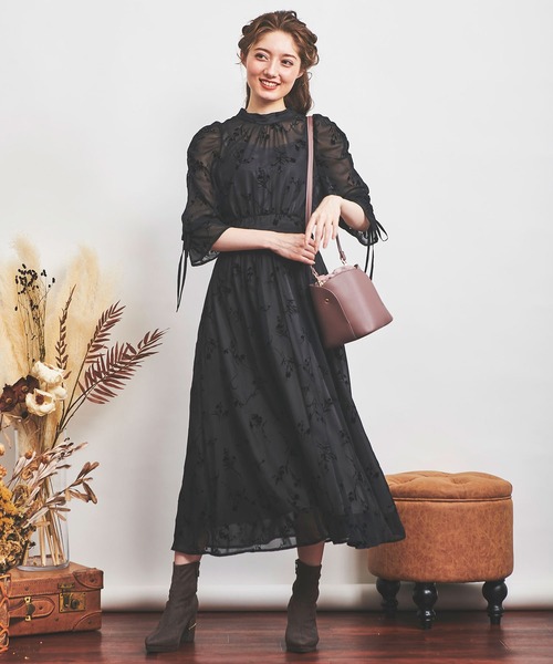 NOELA（ノエラ）の「フロッキーエアリーワンピ（ワンピース・レディース・ブラック/ベージュ/モカ・S/M）」の20枚目の写真