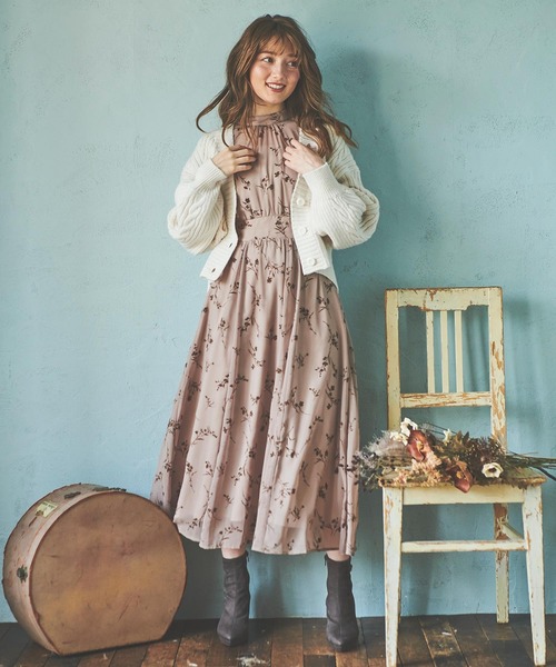 NOELA（ノエラ）の「フロッキーエアリーワンピ（ワンピース・レディース・ブラック/ベージュ/モカ・S/M）」の11枚目の写真