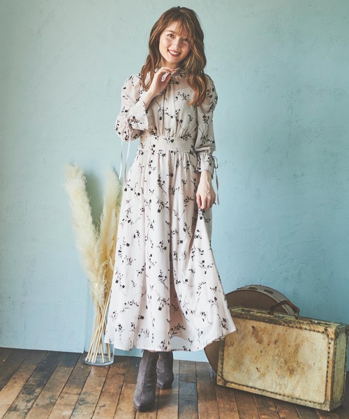 NOELA（ノエラ）の「フロッキーエアリーワンピ（ワンピース・レディース・ブラック/ベージュ/モカ・S/M）」の14枚目の写真