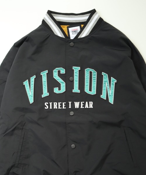 VISION VISION STREET WEAR スタジャン/ナイロン/ロゴ/グリーン/サイズ 