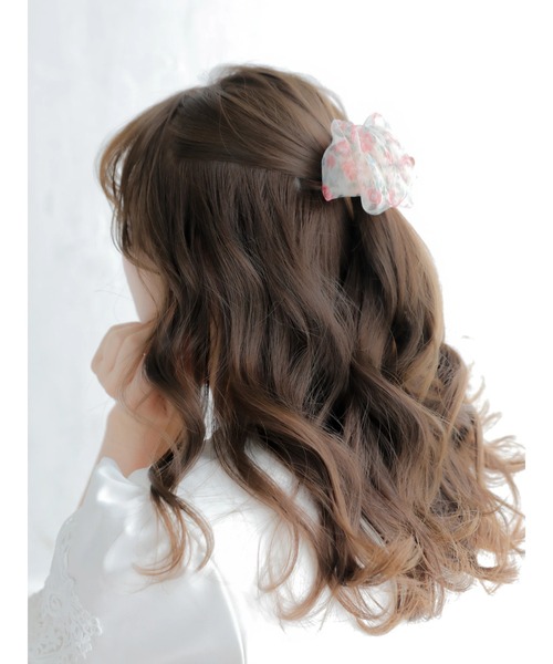 Areeam（アリーム）の「花柄ヘアカフ（ヘアゴム・レディース・ブラック/ベージュ/ピンク・FREE）」の5枚目の写真