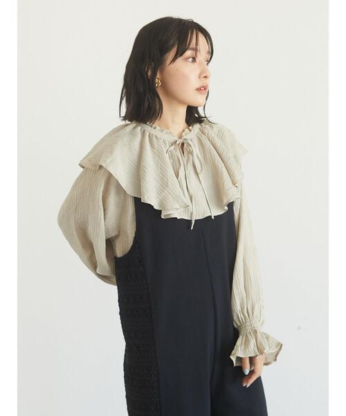 Sugar spoon（シュガースプーン）の「・SUGAR SPOON ラッフルエリセットチュニック＊（シャツ/ブラウス・レディース・グレイッシュベージュ/アイボリー/グリーン/ブラック・FREE）」の16枚目の写真