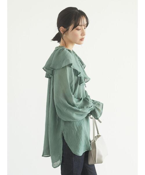 Sugar spoon（シュガースプーン）の「・SUGAR SPOON ラッフルエリセットチュニック＊（シャツ/ブラウス・レディース・グレイッシュベージュ/アイボリー/グリーン/ブラック・FREE）」の21枚目の写真
