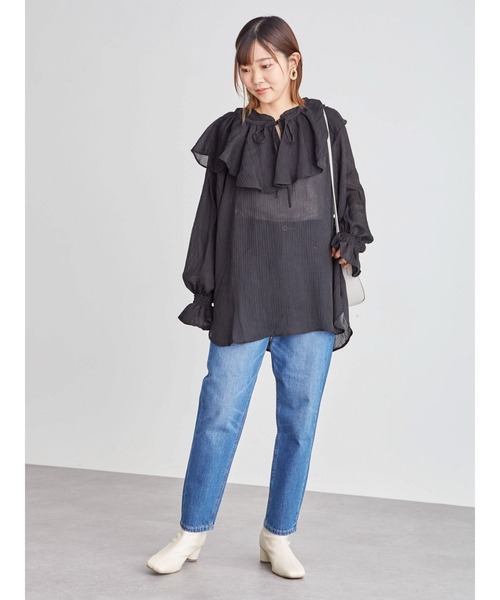 Sugar spoon（シュガースプーン）の「・SUGAR SPOON ラッフルエリセットチュニック＊（シャツ/ブラウス・レディース・グレイッシュベージュ/アイボリー/グリーン/ブラック・FREE）」の12枚目の写真