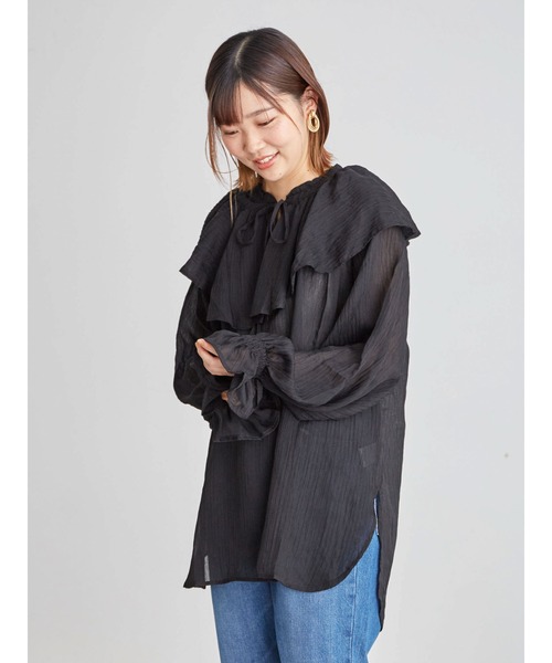 Sugar spoon（シュガースプーン）の「・SUGAR SPOON ラッフルエリセットチュニック＊（シャツ/ブラウス・レディース・グレイッシュベージュ/アイボリー/グリーン/ブラック・FREE）」の11枚目の写真