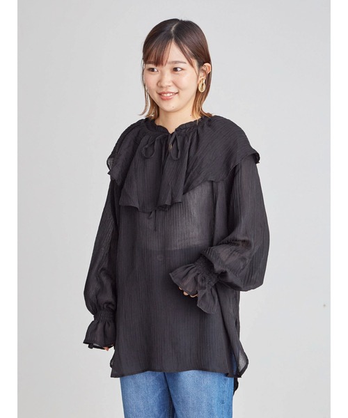 Sugar spoon（シュガースプーン）の「・SUGAR SPOON ラッフルエリセットチュニック＊（シャツ/ブラウス・レディース・グレイッシュベージュ/アイボリー/グリーン/ブラック・FREE）」の10枚目の写真
