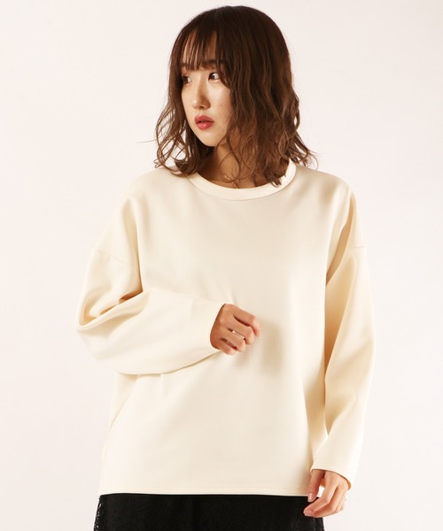 FUNALIVE（ファンアライブ）の「【Laliberte】　ダンボールニット素材　BIGシルエットプルオーバー（チュニック・レディース・レッド/マスタード/グレー/ブルー/カーキ/ブラック/オフホワイト・M/L）」の2枚目の写真