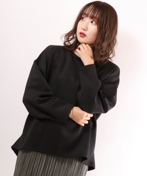 FUNALIVE（ファンアライブ）の「【Laliberte】　ダンボールニット素材　BIGシルエットプルオーバー（チュニック・レディース・レッド/マスタード/グレー/ブルー/カーキ/ブラック/オフホワイト・M/L）」の3枚目の写真