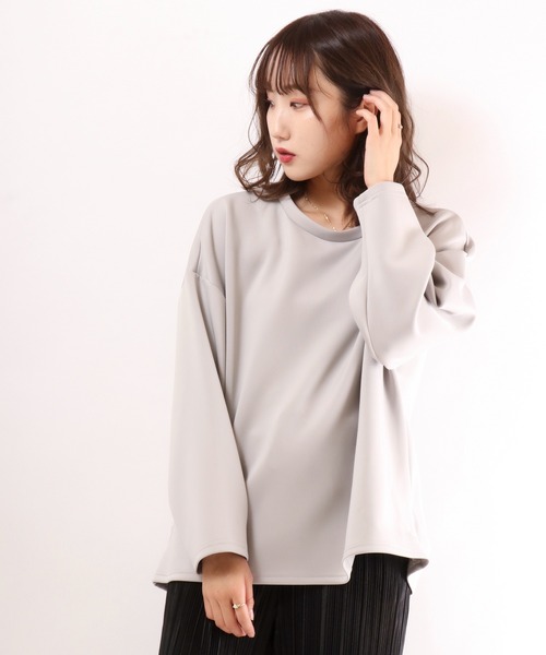 FUNALIVE（ファンアライブ）の「【Laliberte】　ダンボールニット素材　BIGシルエットプルオーバー（チュニック・レディース・レッド/マスタード/グレー/ブルー/カーキ/ブラック/オフホワイト・M/L）」の10枚目の写真