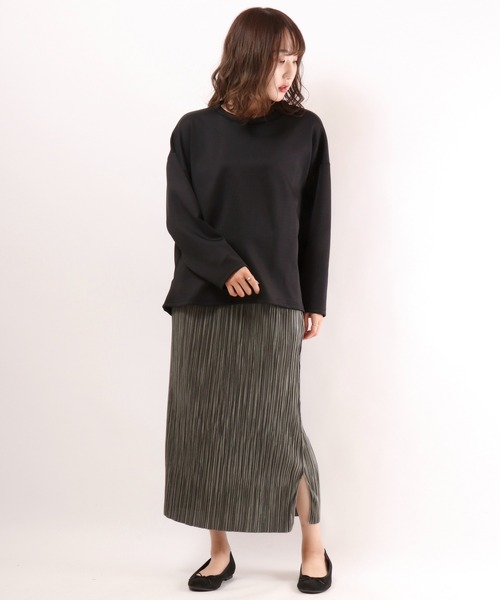 FUNALIVE（ファンアライブ）の「【Laliberte】　ダンボールニット素材　BIGシルエットプルオーバー（チュニック・レディース・レッド/マスタード/グレー/ブルー/カーキ/ブラック/オフホワイト・M/L）」の8枚目の写真