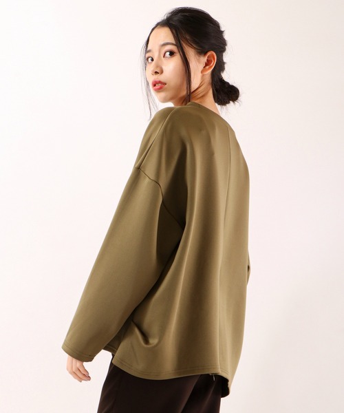 FUNALIVE（ファンアライブ）の「【Laliberte】　ダンボールニット素材　BIGシルエットプルオーバー（チュニック・レディース・レッド/マスタード/グレー/ブルー/カーキ/ブラック/オフホワイト・M/L）」の17枚目の写真