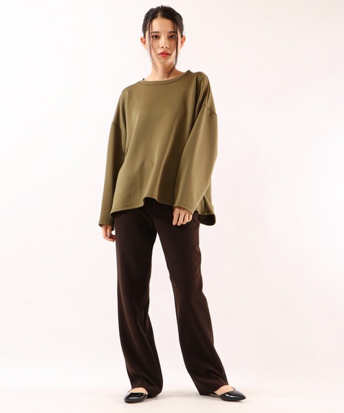 FUNALIVE（ファンアライブ）の「【Laliberte】　ダンボールニット素材　BIGシルエットプルオーバー（チュニック・レディース・レッド/マスタード/グレー/ブルー/カーキ/ブラック/オフホワイト・M/L）」の19枚目の写真