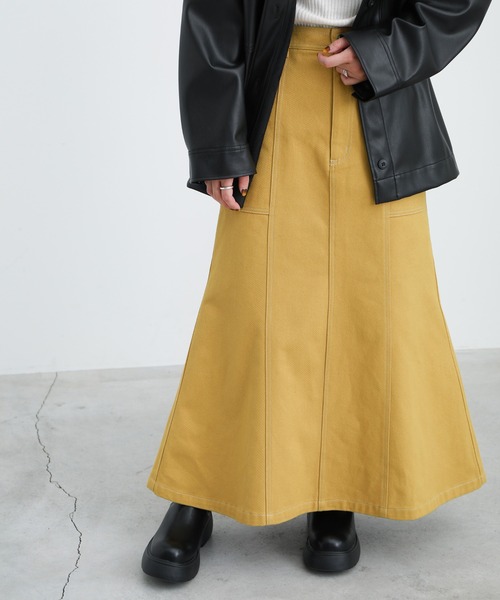 select MOCA（セレクトモカ）の「ステッチデザインフレアスカート（スカート・レディース・アイボリー/マスタード/チャコール・FREE）」の12枚目の写真