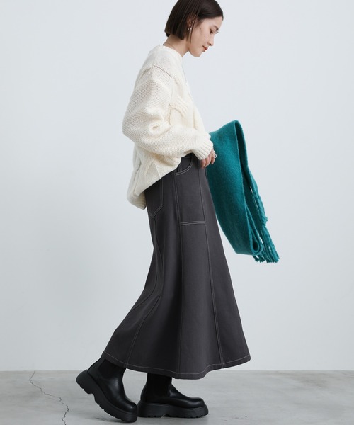 select MOCA（セレクトモカ）の「ステッチデザインフレアスカート（スカート・レディース・アイボリー/マスタード/チャコール・FREE）」の18枚目の写真