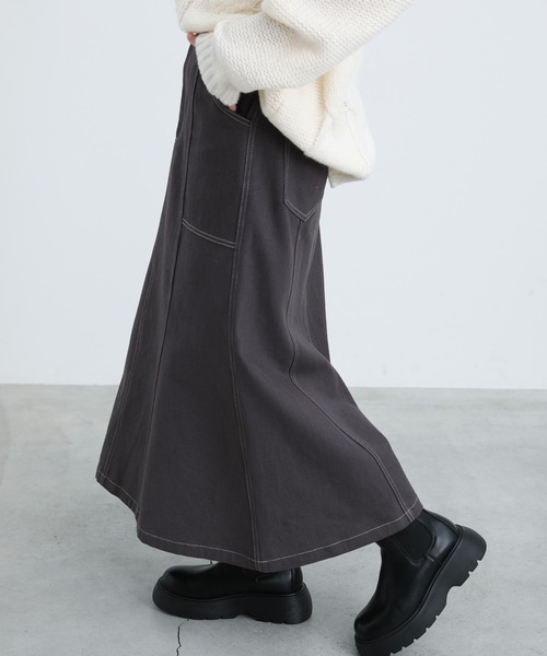 select MOCA（セレクトモカ）の「ステッチデザインフレアスカート（スカート・レディース・アイボリー/マスタード/チャコール・FREE）」の20枚目の写真