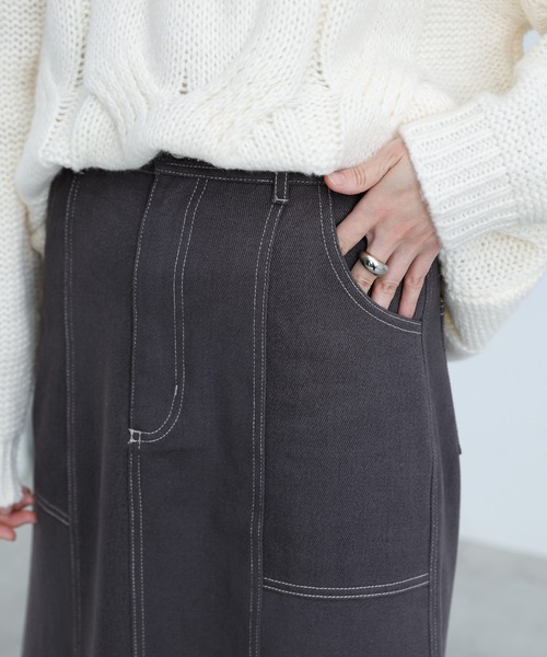 select MOCA（セレクトモカ）の「ステッチデザインフレアスカート（スカート・レディース・アイボリー/マスタード/チャコール・FREE）」の19枚目の写真