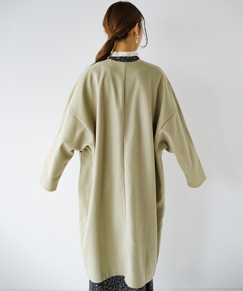 haco!（ハコ）の「パッと羽織るだけできちんと見えと今っぽオシャレを叶えてくれる！便利なオーバーサイズカットソーコート（ノーカラーコート・レディース・ネイビー/ライトカーキ・1/2）」の5枚目の写真