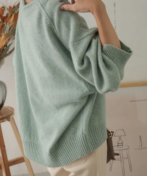 URBAN RESEARCH DOORS（アーバンリサーチドアーズ）の「ハミルトンウールボートネックプルオーバー（ニット/セーター・レディース・ベージュ/ミント/ネイビー・ONE）」の5枚目の写真