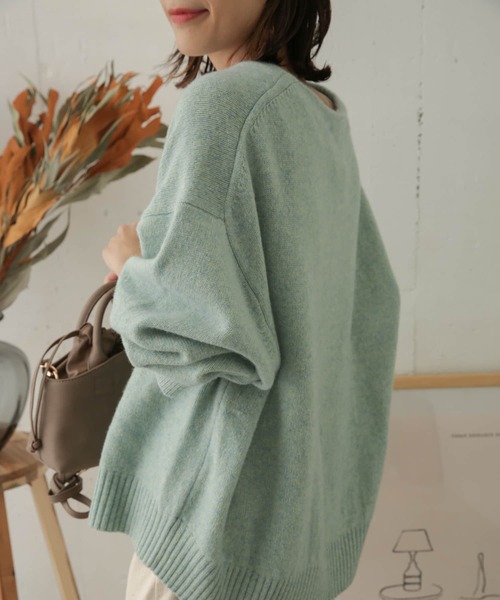 URBAN RESEARCH DOORS（アーバンリサーチドアーズ）の「ハミルトンウールボートネックプルオーバー（ニット/セーター・レディース・ベージュ/ミント/ネイビー・ONE）」の6枚目の写真