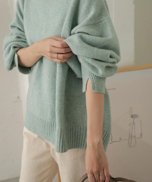 URBAN RESEARCH DOORS（アーバンリサーチドアーズ）の「ハミルトンウールボートネックプルオーバー（ニット/セーター・レディース・ベージュ/ミント/ネイビー・ONE）」の9枚目の写真