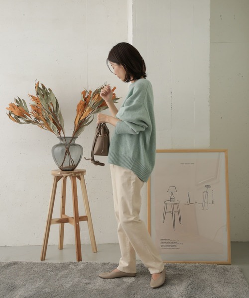 URBAN RESEARCH DOORS（アーバンリサーチドアーズ）の「ハミルトンウールボートネックプルオーバー（ニット/セーター・レディース・ベージュ/ミント/ネイビー・ONE）」の18枚目の写真